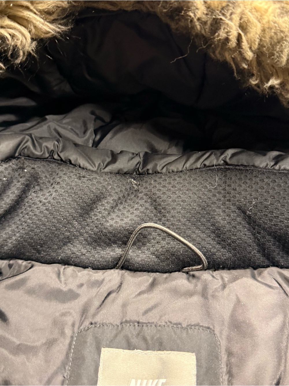 Nike Black Jacket with Tan Faux Fur Hood Trim - removable hood & fur - Picture 11 of 13